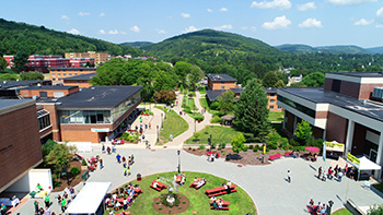 Aerial view of the center of campus.