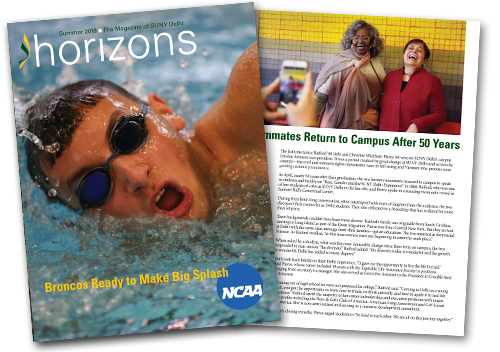 Horizons Alumni Magazine Cover of swimmer