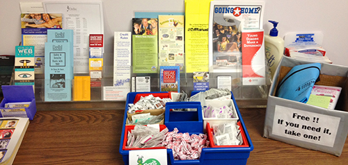 Table displaying health-related items available at Self Care Center