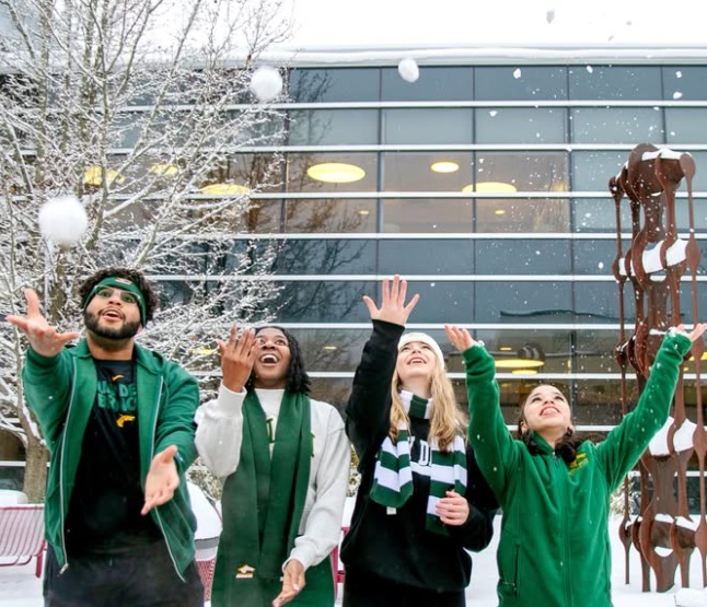 Students in Snow