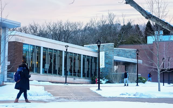 Sanford on a snowy late afternoon