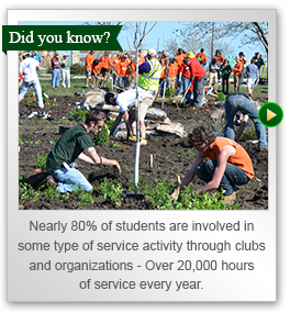 Nearly 80 percent of students are involved in some type of service activity through clubs and organizations ? Over 20,000 hours of service annually.